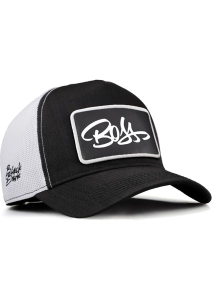 Cordura Boss Logolu Siyah-Beyaz Trucker Şapka