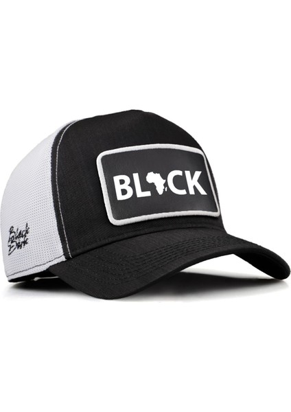 V2 Trucker Black - 2 Kod Logolu Unisex Siyah-Beyaz Cordura Kumaş Şapka (Cap)