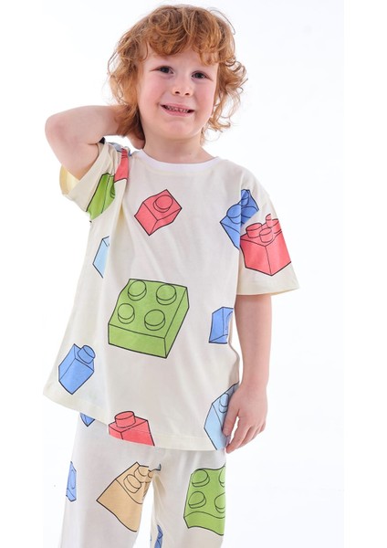 Renk Blokları Desenli Çocuk Pijama Takımı fırsatları