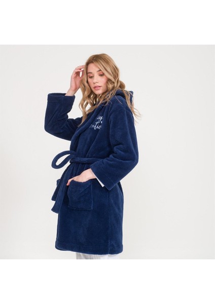 Welsoft Kapüşonlu Peluş Kadın Sabahlık modelleri