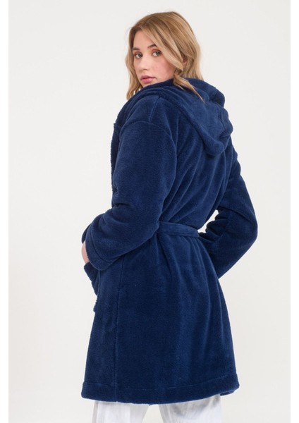 Welsoft Kapüşonlu Peluş Kadın Sabahlık