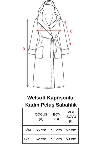 Welsoft Kapüşonlu Peluş Kadın Sabahlık