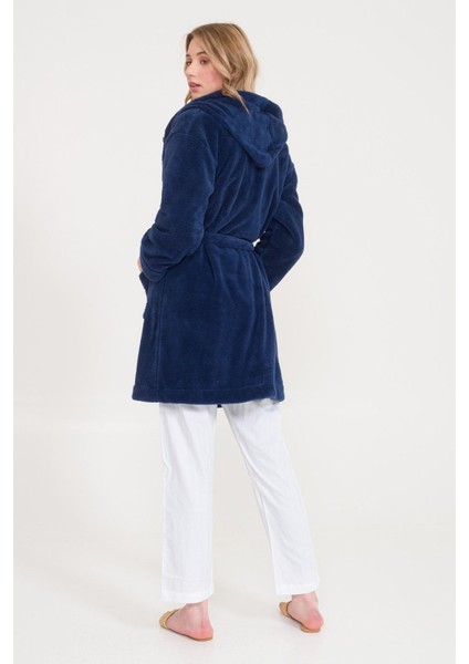 Welsoft Kapüşonlu Peluş Kadın Sabahlık