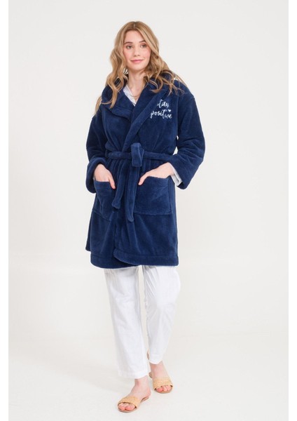 Welsoft Kapüşonlu Peluş Kadın Sabahlık