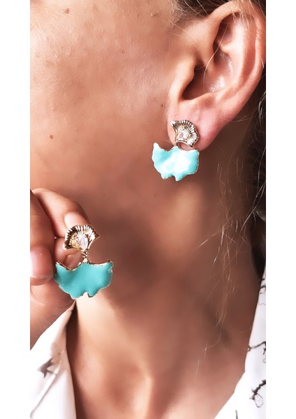 Kadın Yaprak Figürlü Renkli Mine Küpe fiyatları