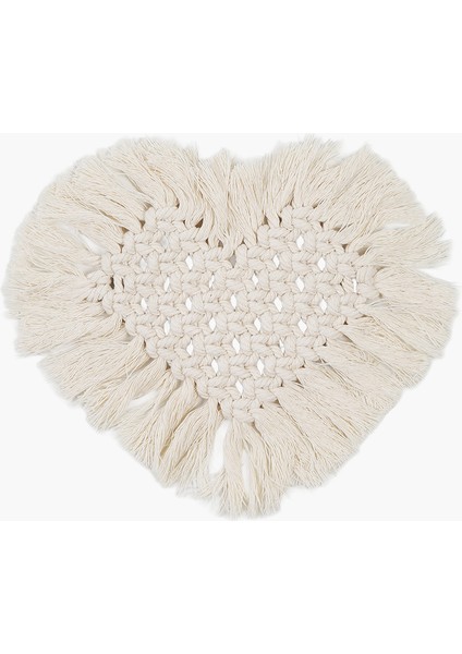 Makrome Kalp Coaster Krem 22X17CM