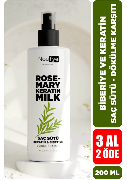 Biberiye ve Keratin Saç Sütü, Anti Dökülme, Sağlıklı Uzayan Saçlar Etkili, 200 ml