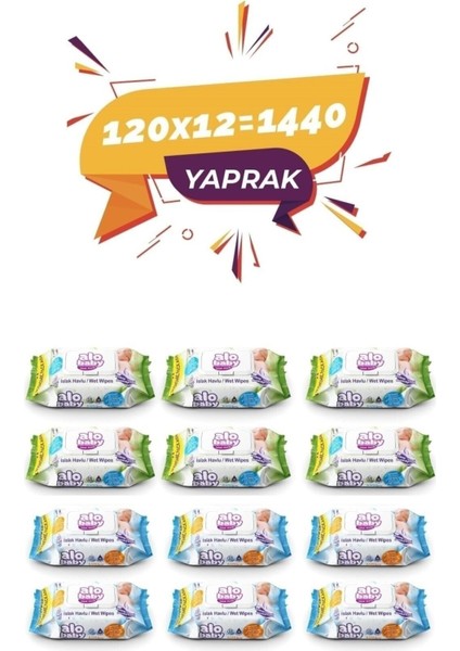 Alobaby Ekopack Islak Havlu 120'li - 12 x 120'li - 1440 Adet