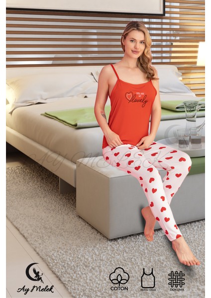 Ay Melek Kadın Pijama Takımı Pamuklu Lüx Askılı Pijama Seti fiyatları