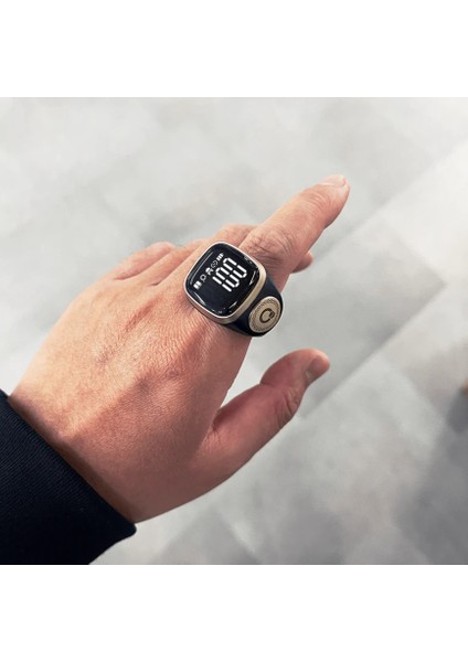 Akıllı Zikir Yüzüğü Tesbih Yeni Nesil Siyah 20MM modelleri