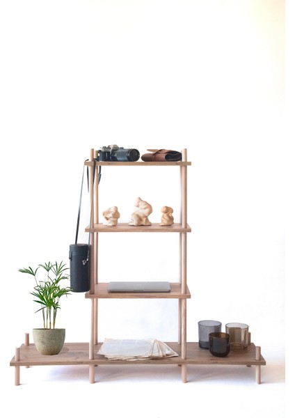YPR Wood Doğal Çam- Ahşap- Çok Katlı Raf – Kitaplık, Çiçeklik, Kolay Kurulum- Konsol Çok Amaçlı 30X50X120