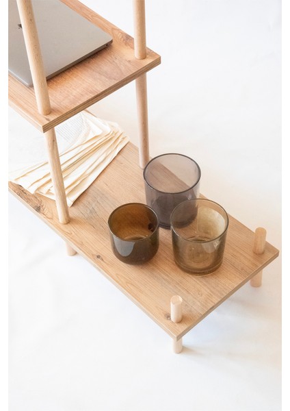 YPR Wood Doğal Çam- Ahşap- Çok Katlı Raf – Kitaplık, Çiçeklik, Kolay Kurulum- Konsol Çok Amaçlı 30X50X120