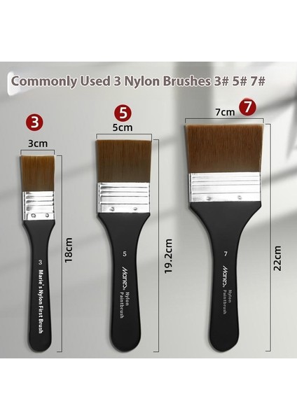 3 Adet Marley Profesyonel Uzun Çubuk Naylon Fırça Seti｜akrilik Duvar Fırçası Tahta Fırçası (Yurt Dışından)