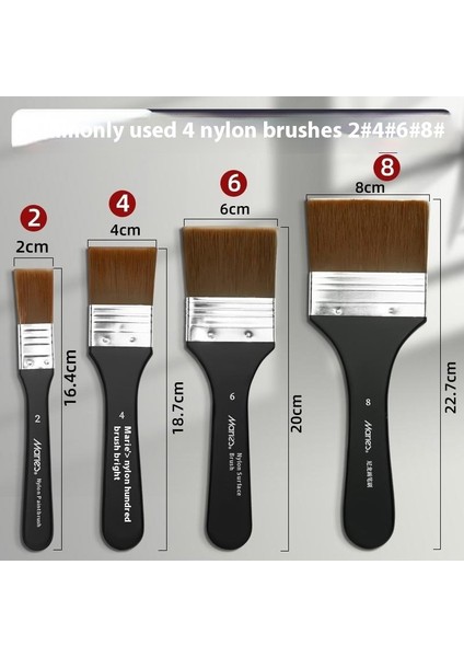 4 Adet Marley Profesyonel Uzun Çubuk Naylon Fırça Seti｜akrilik Duvar Fırçası Tahta Fırçası (Yurt Dışından)