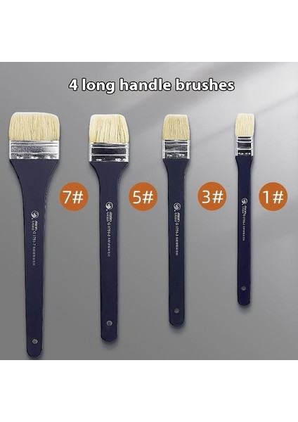 4 Adet Marley Profesyonel Uzun Kıl Fırça Seti｜akrilik Boyama Fırçaları Tahta Fırçaları (Yurt Dışından)