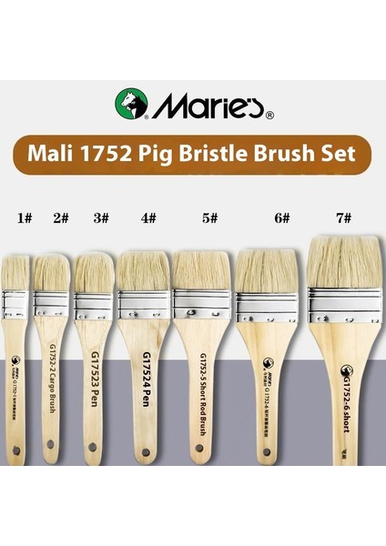 7 Adet Marley Profesyonel Uzun Kıl Fırça Seti｜akrilik Duvar Fırçası Tahta Fırçası (Yurt Dışından)