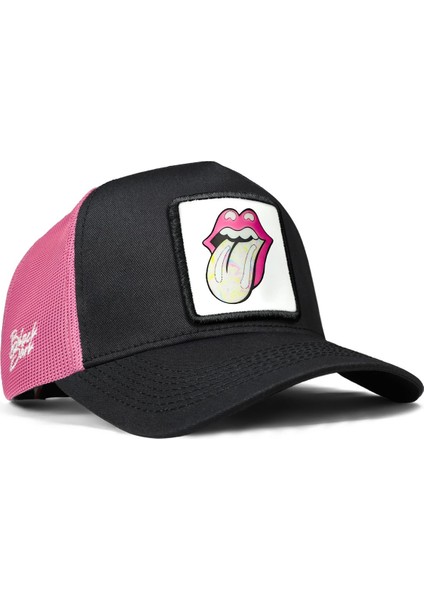 V1 Trucker Dudak - 2bs Kod Logolu Unisex Siyah-Pembe Şapka