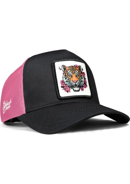 V1 Trucker Kaplan - 13BS Kod Logolu Unisex Siyah-Pembe Şapka