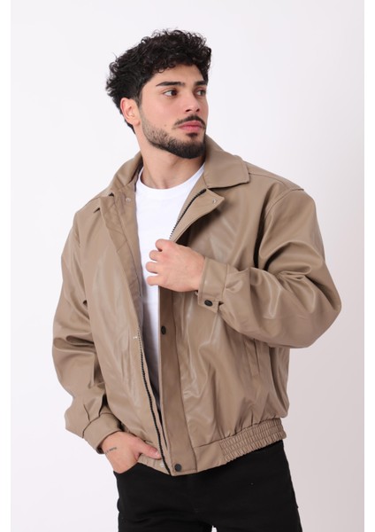 Oversize Bel Lastikli Suni Deri Mont ARW-OVR-50372