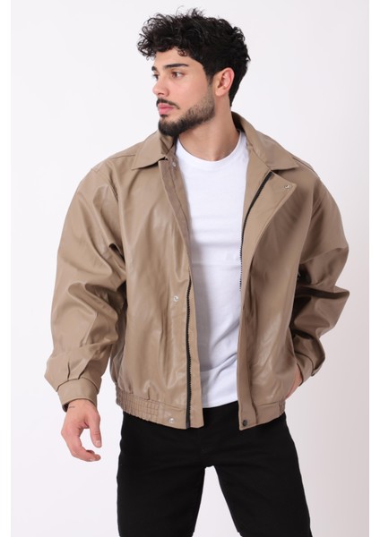 Oversize Bel Lastikli Suni Deri Mont ARW-OVR-50372 modelleri