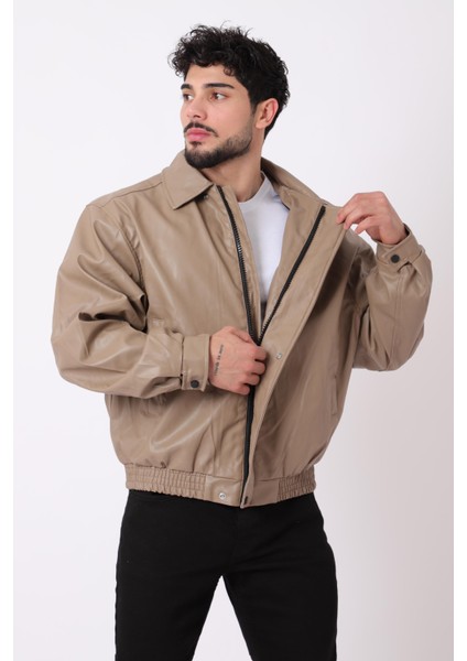 Oversize Bel Lastikli Suni Deri Mont ARW-OVR-50372 fırsatları