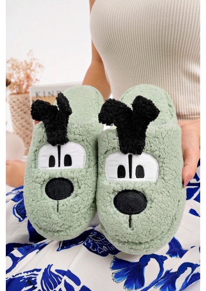 Yumuşak Peluş Köpek Figürlü Ev Terliği Peluş Ev Terliği Kadın Kışlık Terlik Yumuşak Ev Terliği Sıcak Tutan Ev Terliği