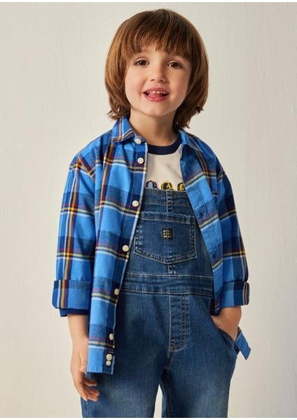 Erkek Çocuk Mavi Ekose Gömlek 4111