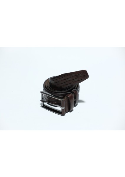 %100 Deri 3.5 cm Tbk 07 Koyu Kahverengi Desenli