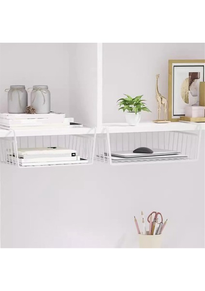 1 Adet Metal Mutfak Düzenleyici Raf Masa Altı Asılı Ağ Sepet Çok Işlevli Kitap Depolama Rafı Ev Ofisleri A (Yurt Dışından) modelleri