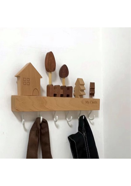 1set Basit ve Şirin Stil Masif Ahşap Anahtar Kancası, Üç Boyutlu Tasarım Duvar Dolabı Duvar Dekorasyonu Için Çivisiz Kanca (Yurt Dışından) modelleri