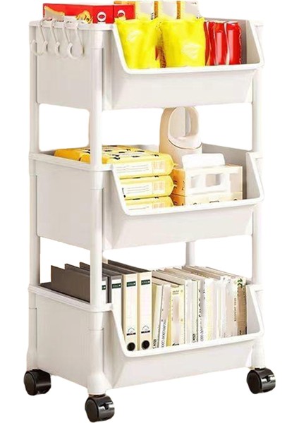 3 Katmanlı Ev Atıştırmalıkları Depolama Kitaplık, Araba Depolama Rafı, Depolama Rafı Mutfak Meyve ve Sebze Sepeti (Yurt Dışından)