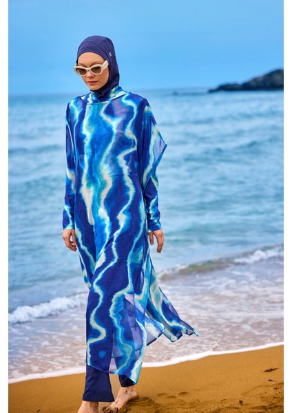 Lacivert Renk Geçişli Şifon Pareo Kimono – P2513-2 fiyatları