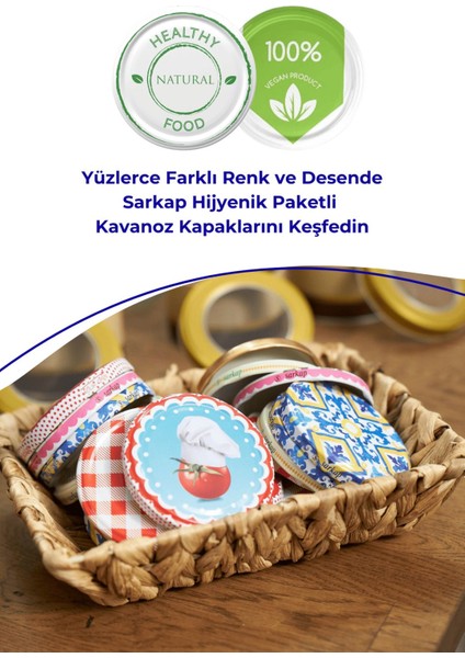 10 Adet Çok Renkli Kavanoz Kapağı 82 Mm, Hijyenik Paketli indirimleri