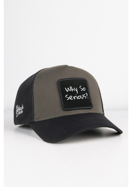 V1 Trucker Why So Serious - 1sb Logolu Unisex Siyah Siperli Siyah-Haki Şapka (Cap)