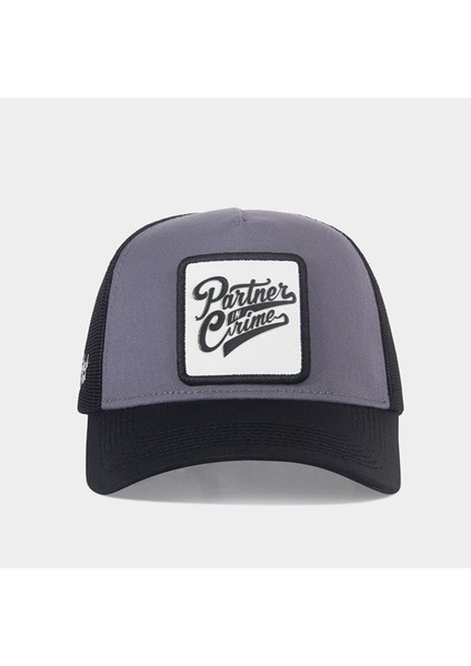 Partner In Crime Logolu Siyah-Gri Trucker Şapka