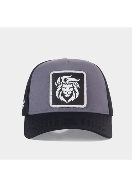 Aslan Logolu Siyah-Gri Trucker Şapka