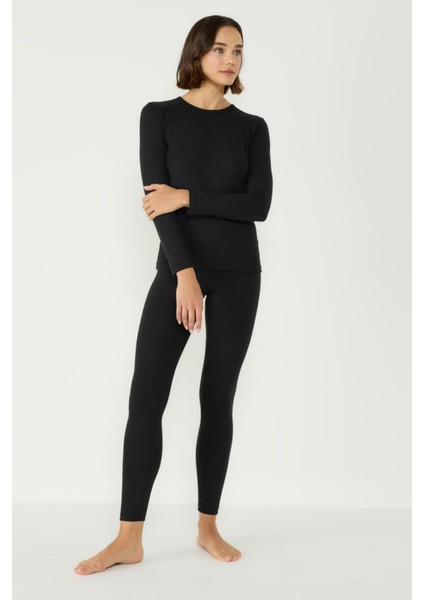 Kadın Uzun Kol Bisiklet Yaka Termal Takım 405152 / 409003 Siyah