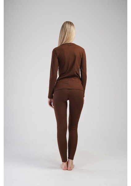 Kadın Uzun Kol Bisiklet Yaka Termal Takım 405152 / 409003 Kahverengi