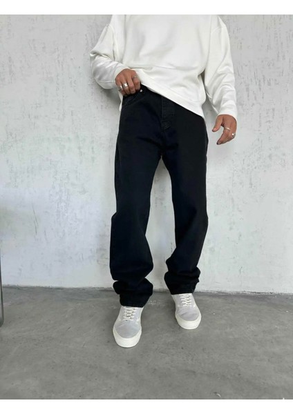 WE11 Erkek Siyah Baggy Jeans Bol Paça