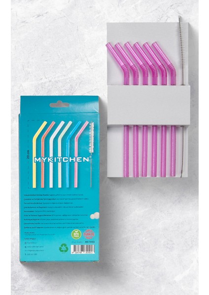 Pembe Renkli Plastik Pipet ve Temizleme Fırçası - 6'lı Kristal Pembe Renkli Pipet modelleri