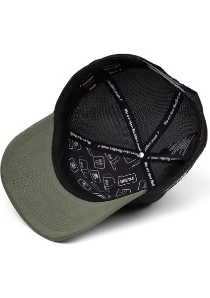 Wake Up Logolu Haki-Siyah Trucker Şapka modelleri