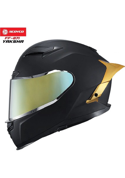 FF-871 Yaksha Full Face Kask – Altın Spoilerli Vizörlü, Güneş Vizörlü, Dot/ce Onaylı
