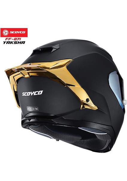 FF-871 Yaksha Full Face Kask – Altın Spoilerli Vizörlü, Güneş Vizörlü, Dot/ce Onaylı fırsatları