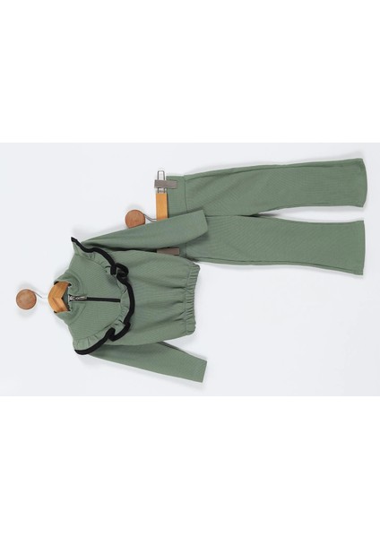 Fırfırlı Mevsimlik Yeşil Fitilli Kız Çocuğu Takımı