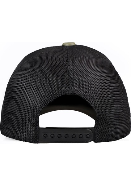 Haki-Siyah Trucker Şapka Aslan Logolu %50 Pamuk %50 Polyester Malzeme indirimleri
