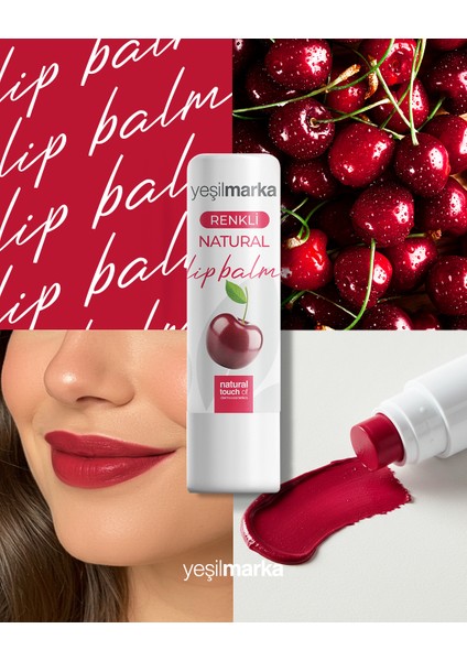 Renkli Dudak Balmı Kiraz - Yenilebilir, Bitkisel Içerikli Doğal Renklendirme modelleri