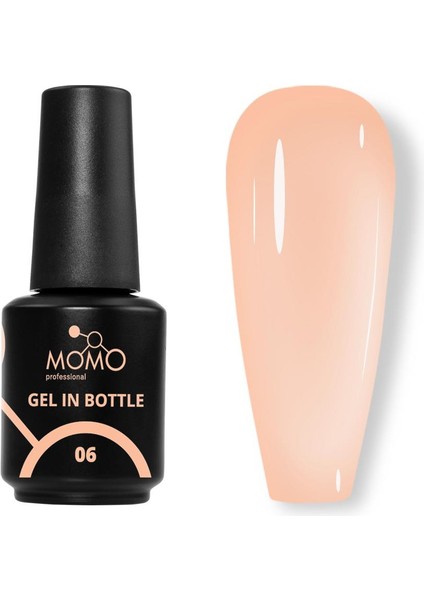 Gel In Bottle No.06, Akıllı Fırçalı Protez Tırnak Jeli, Yarı Şeffaf Nude Şeftali, 18 ml