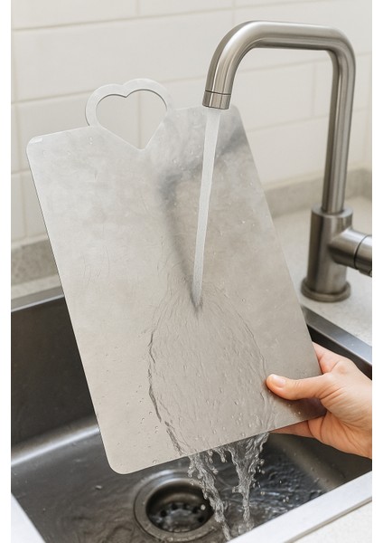 304 Kalite Antibakteriyel Paslanmaz Çelik Kalpli Kesme Tahtası 3 Adet! modelleri