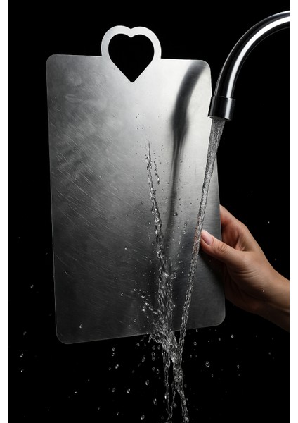 304 Kalite Antibakteriyel Paslanmaz Çelik Kalpli Kesme Tahtası 3 Adet! indirimleri