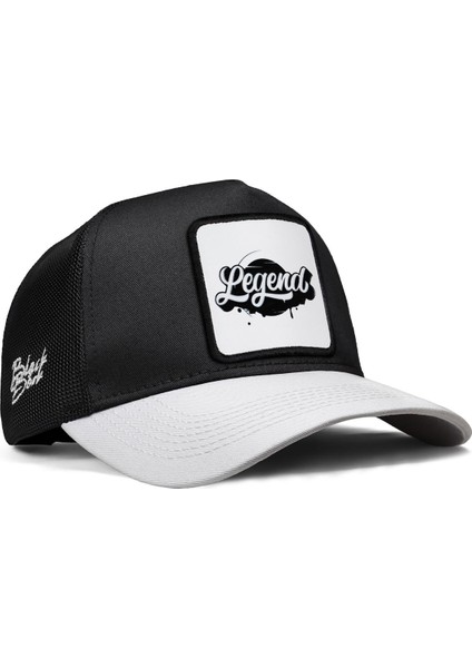 V1 Trucker Legend - 1 Kod Logolu Unisex Beyaz Siperli-Siyah Şapka